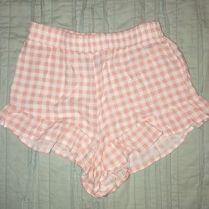 Blush pink gingham shorts